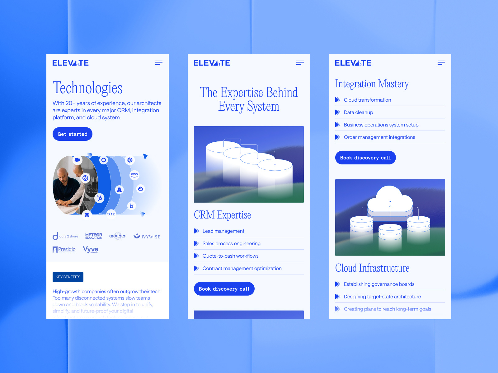 Example of Elevate Consulting Website Design