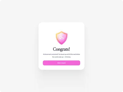 Badge & Achievement Screen, Mobile Health App UI, Reward Card UI achievement modal badge design figma fitness app design gamification ui health app ui mobile app mobile ui design motivation ui reward screen soft ui streak ui ui components ui design wellness app