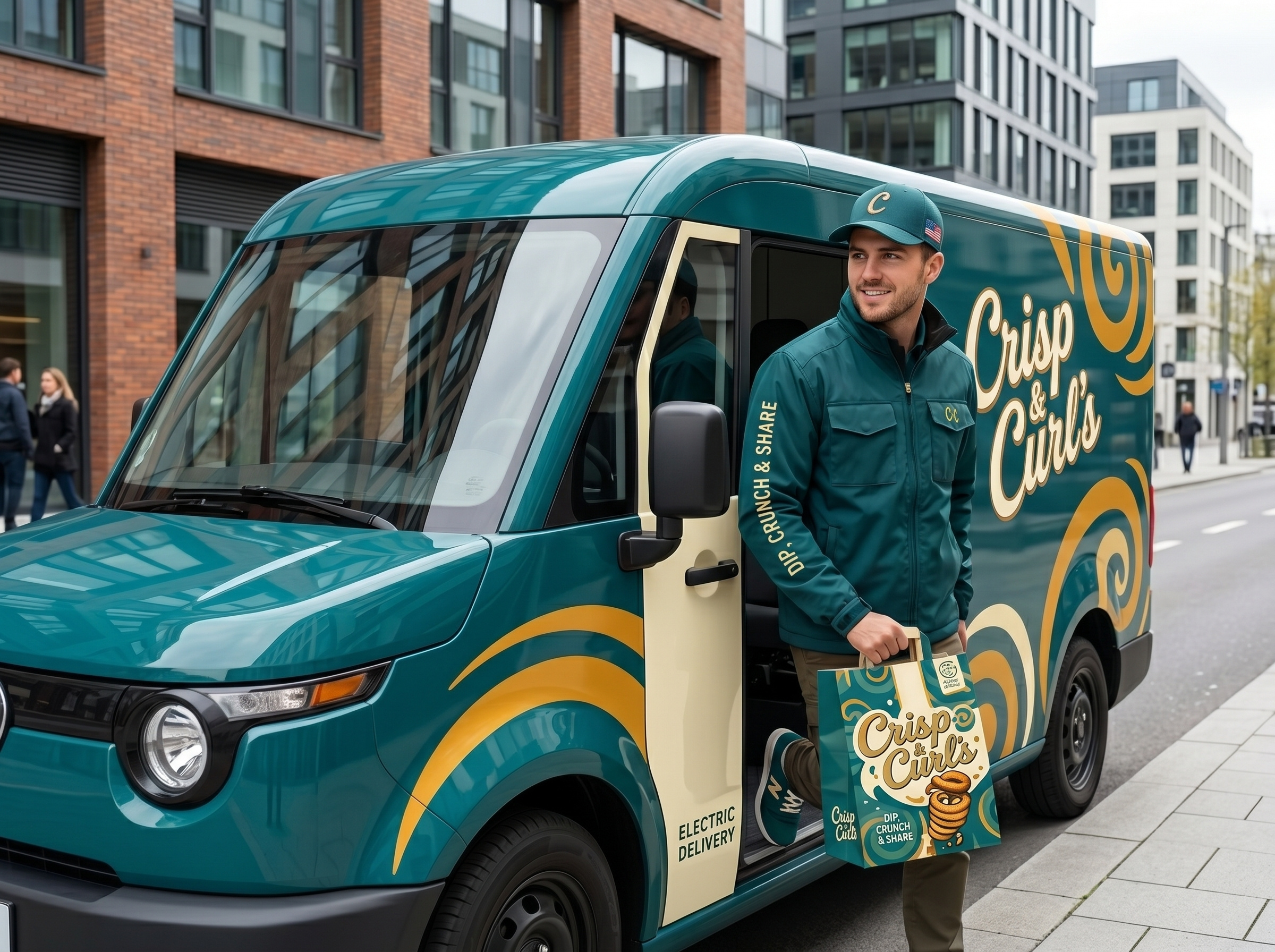Crisp & Curl’s — Fast Food Brand Identity & Packaging Suite branding color palette fast casual food truck graphic identity illustration layout logo mascot merchandise minimalist mockup modern packaging restaurant retro streetwear typography vector