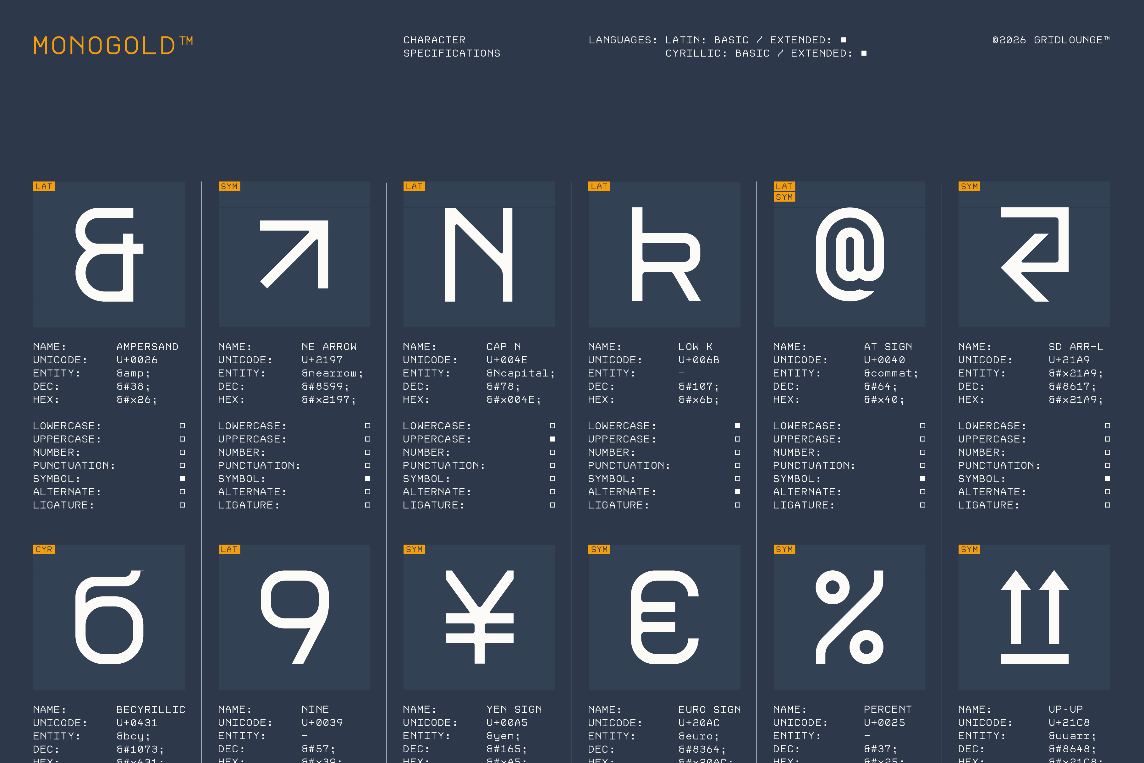 Monogold — Fibonacci Monospace Font branding editorial fontdesign fontdetails fontsystem geometry glyphs grid gridlounge interface layout metadata minimal monogold monospace specifications typedesign typeface typography webdesign