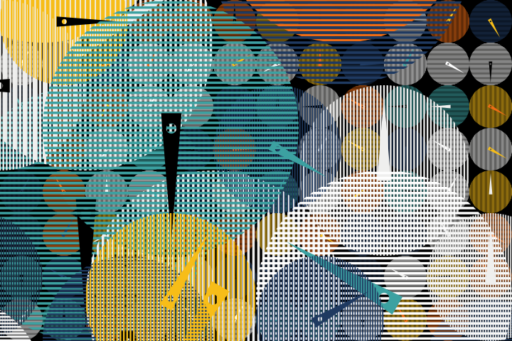 Die Zeit explodierte. Bauhaus styleee bauhaus explosion illustration shunte88 time time explodes vector