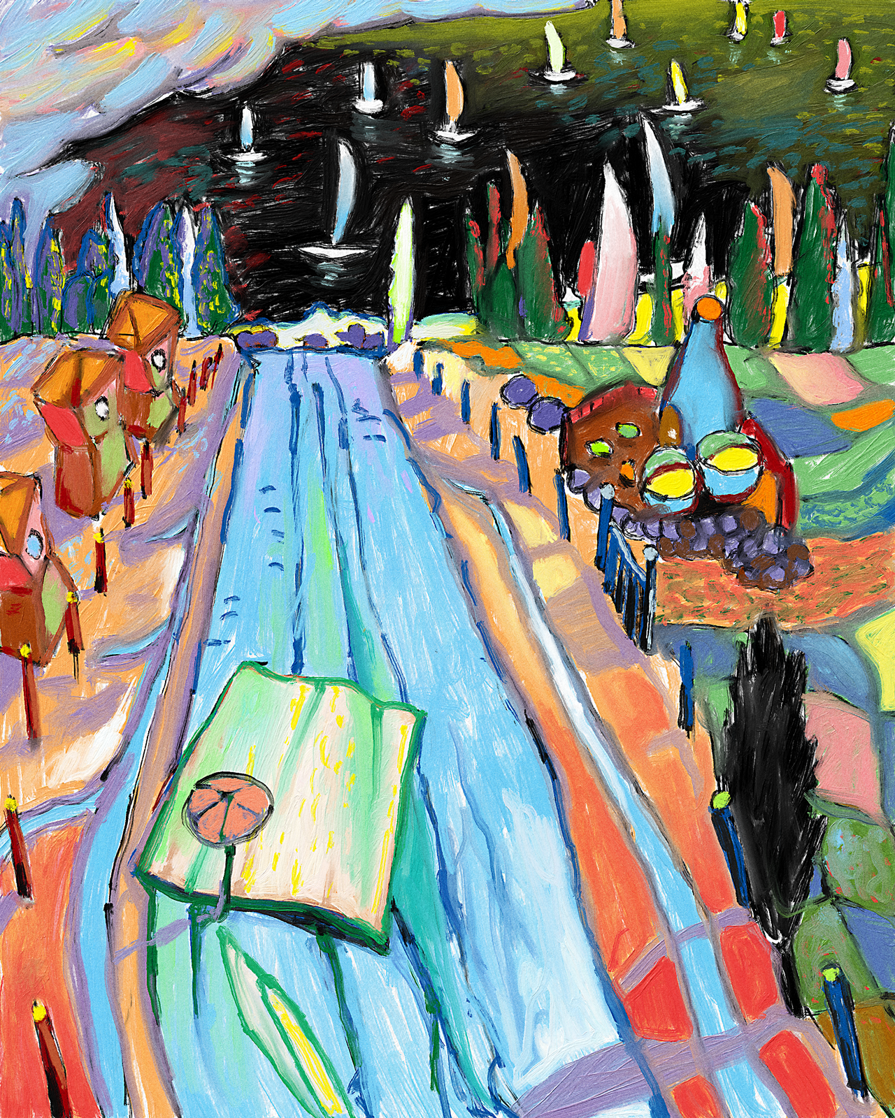 Sailing Road abstract boat color design exploration fauvism illustration impressionism landscape oil painting postimpressionism sail texture