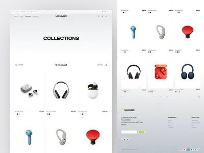 Maximize - Digital Marketplace Collection Page accessories audio collection e commerce earphone ecommerce headphone headset landing page marketplace online store product shop shopify speaker store ui ux web design website