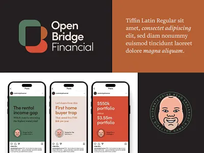 Open Bridge Brand Identity avatar branding corporate finance headshot illustration logo social media typography
