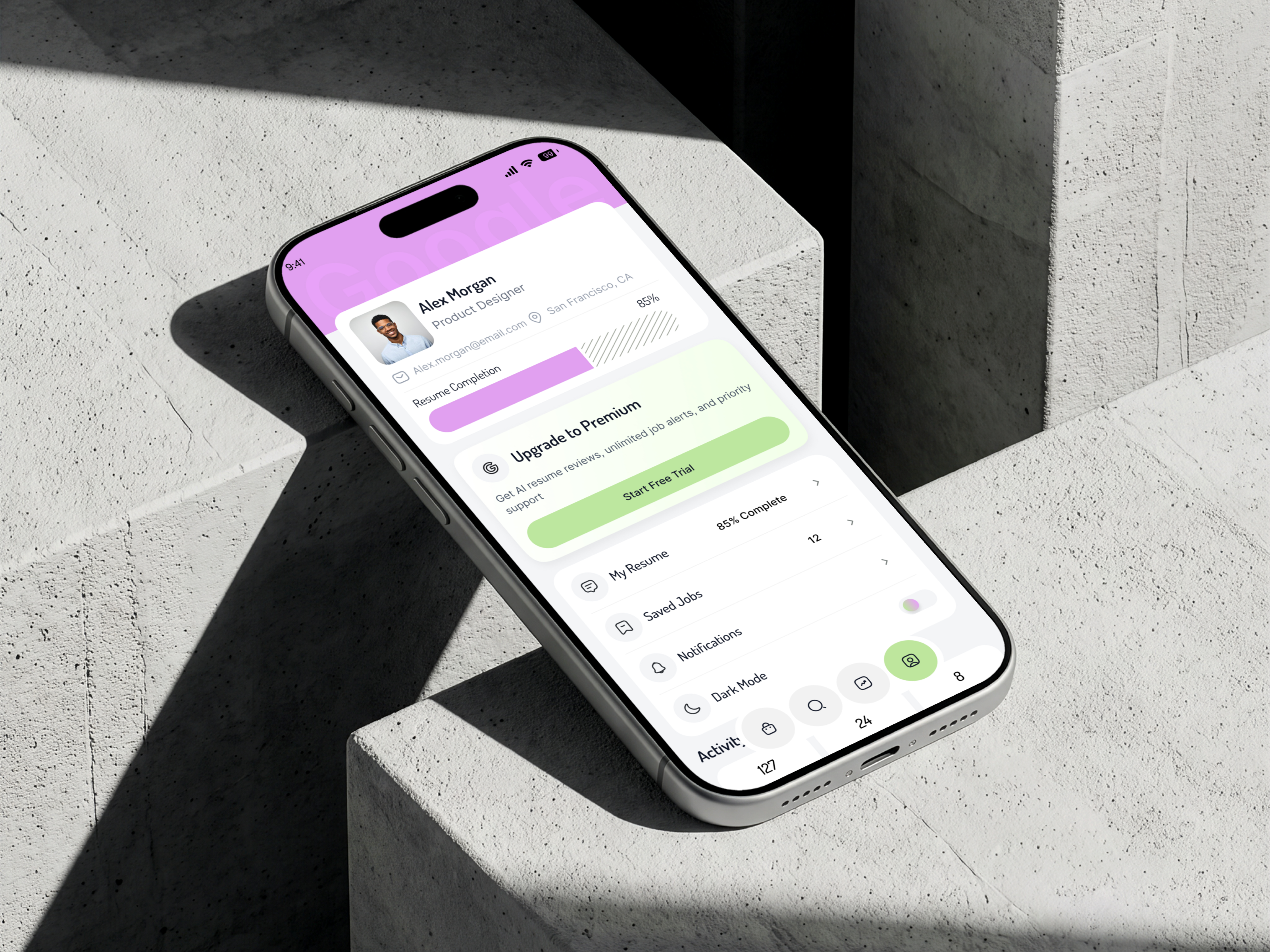 NextHire - Professional Profile Mobile App UI app design app ui career app dashboard design dashboard ui hiring app illustration ios ui job finder mobile ui modern ui product design profile page recruitment saas ui startup ui ui ui ux user profile ux design