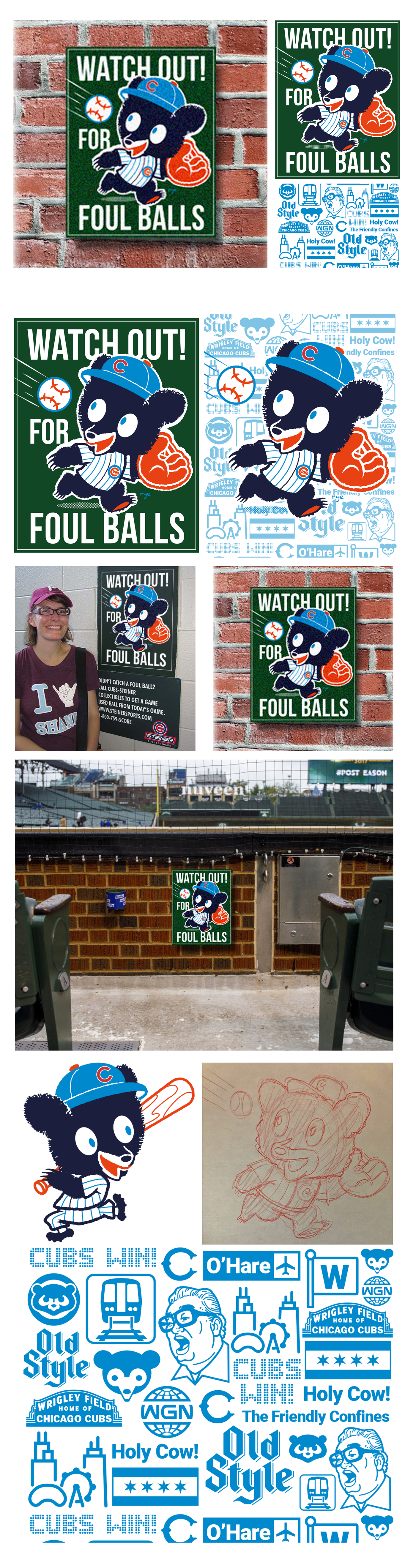 Watch Out For Foul Balls baseball branding character design chicago chicago cubs design graphic design graphic design illustration mlb typography vector