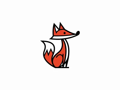 Line Art Fox Logo animal branding cartoon cute design fox identity illustration kinds lines logo mark mascot orange sports symbol vector wildlife zoo