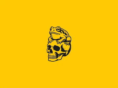 Toad Sitting on a Skull logo alternative branding branding character branding creepy frog emblem dark branding dark frog logo dark humor logo frog skull emblem gothic branding gothic toad symbol logo skull animal logo skull with toad tattoo branding toad on skull logo toad skull logo weird animal logo