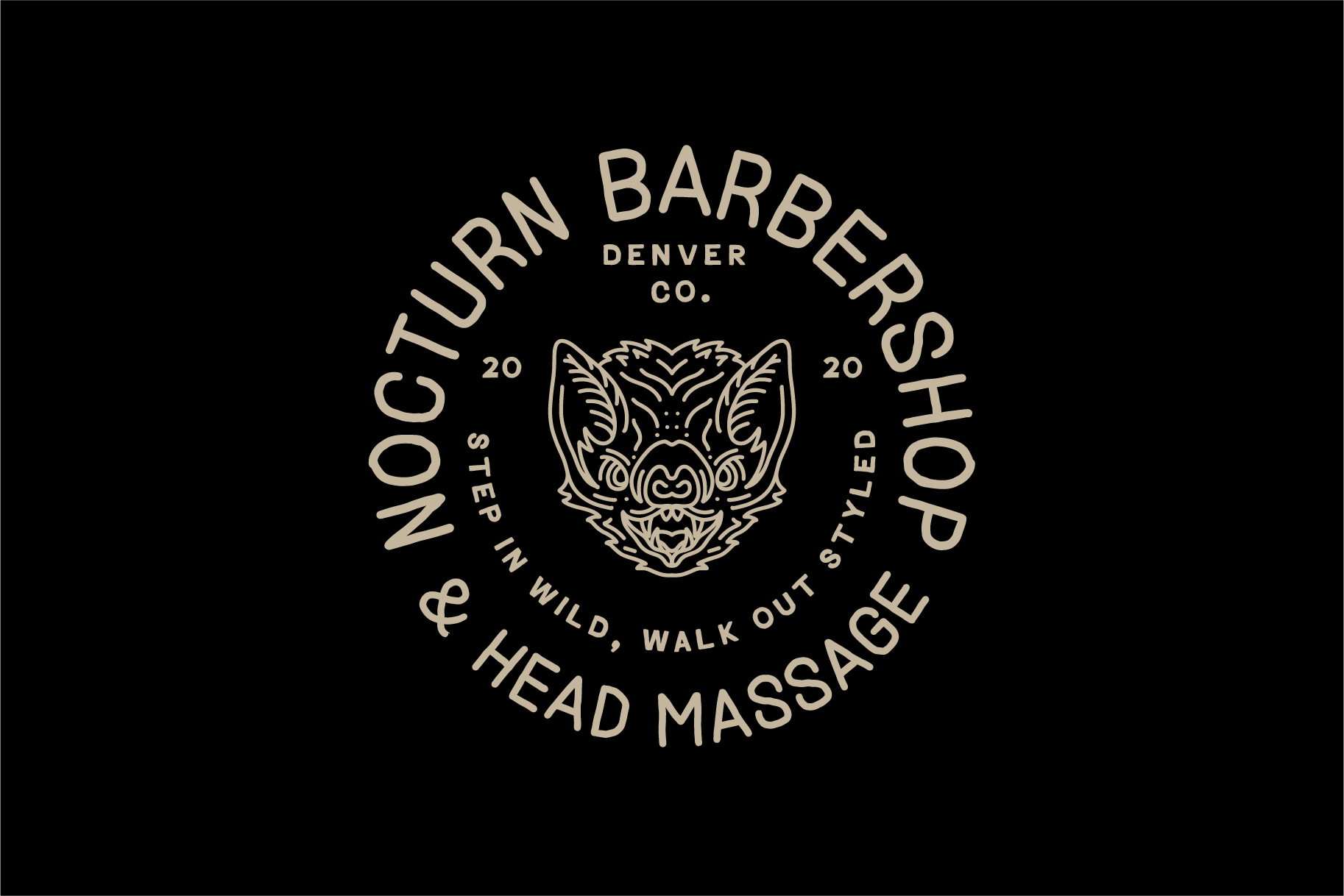 Nocturn Barbershop - Premade Logo badge design barber logo barber logo template barbershop logo bat branding design geometric illustration line lineart logo monoline