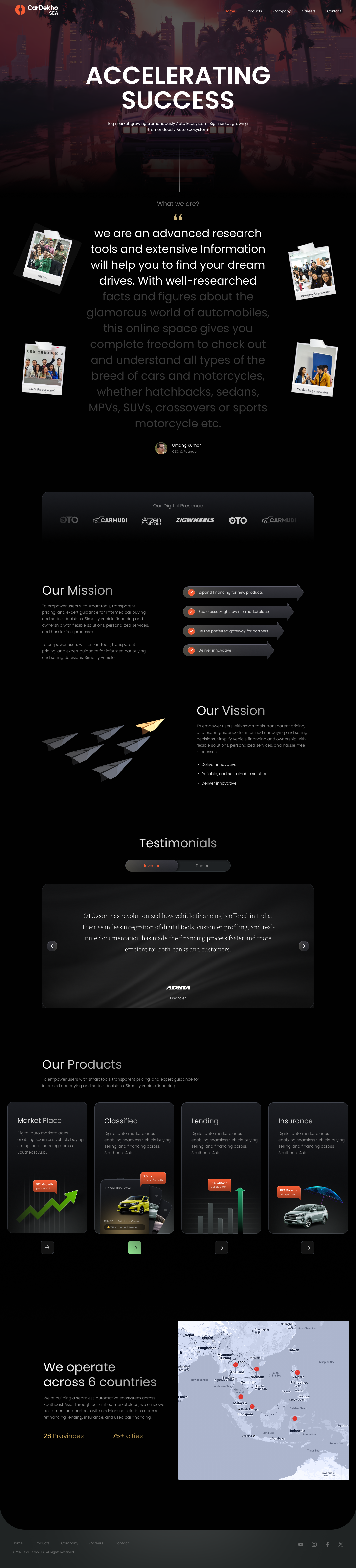 CarDekho SEA Corporate Website animation black black theme corporate dark design landing page ui ux website