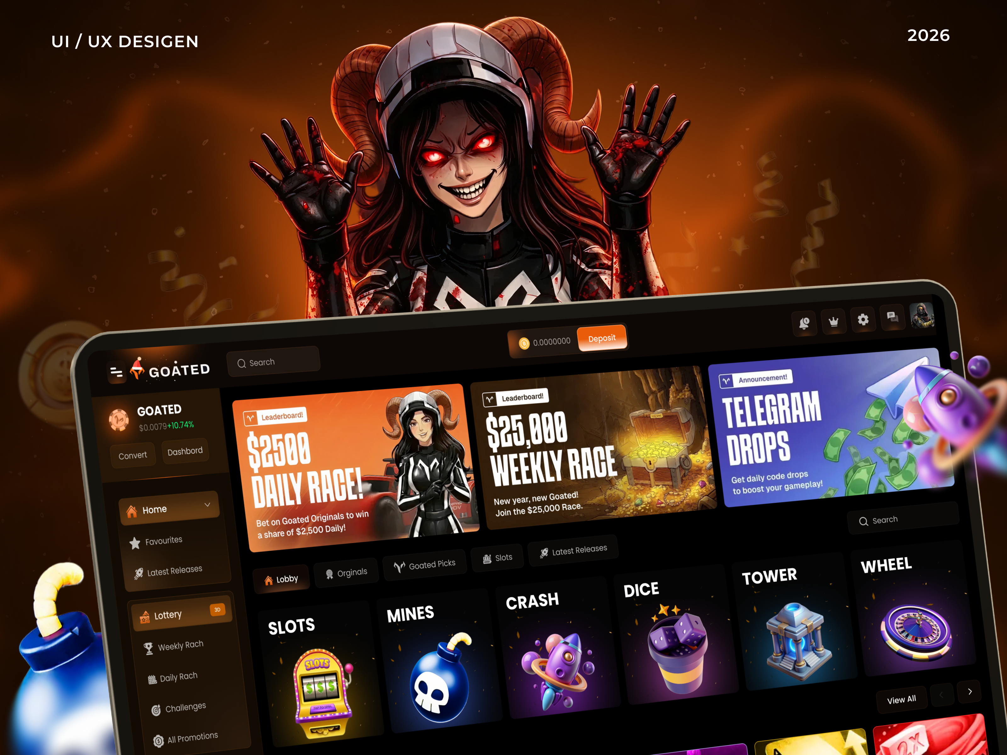 GOATED Premium Sportsbook & Casino Dashboard UI Design bet betting bettingdashboard casino betting casino dashboard casino design casino games casino home page casino website casinoapp casinoui dashboarddesign gambling gamingui igaming online casino premiumdesign sportsbetting sportsbook ux casino
