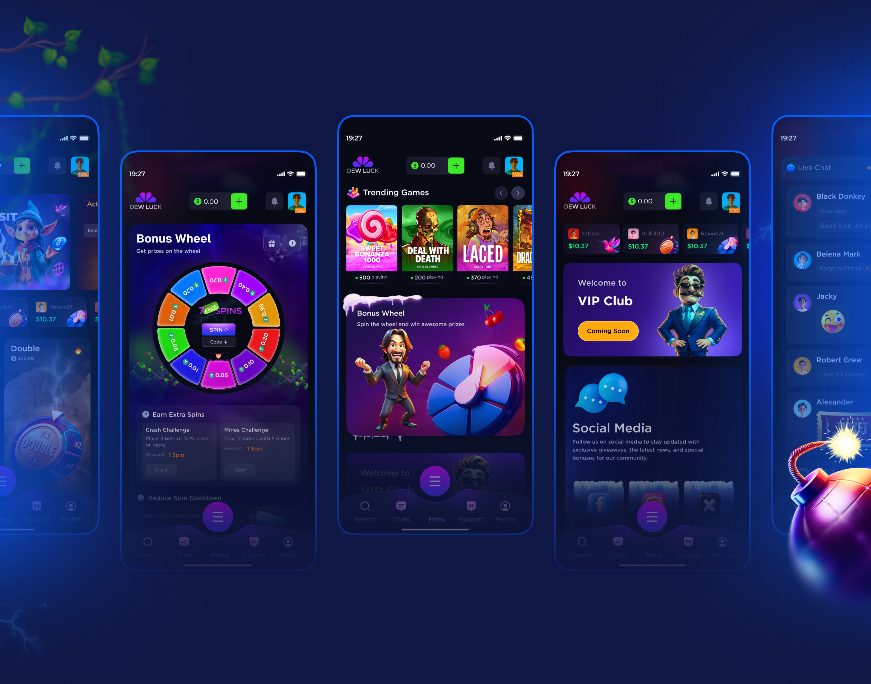 Online Casino - Gambling App app banners casinoapp casinogaming casinolobby casinovip cryptoapp darkui esports gamblingapp gamedesign gaming igaming luxurycasino minigame mobile onlinecasino telegrambot uiux web3