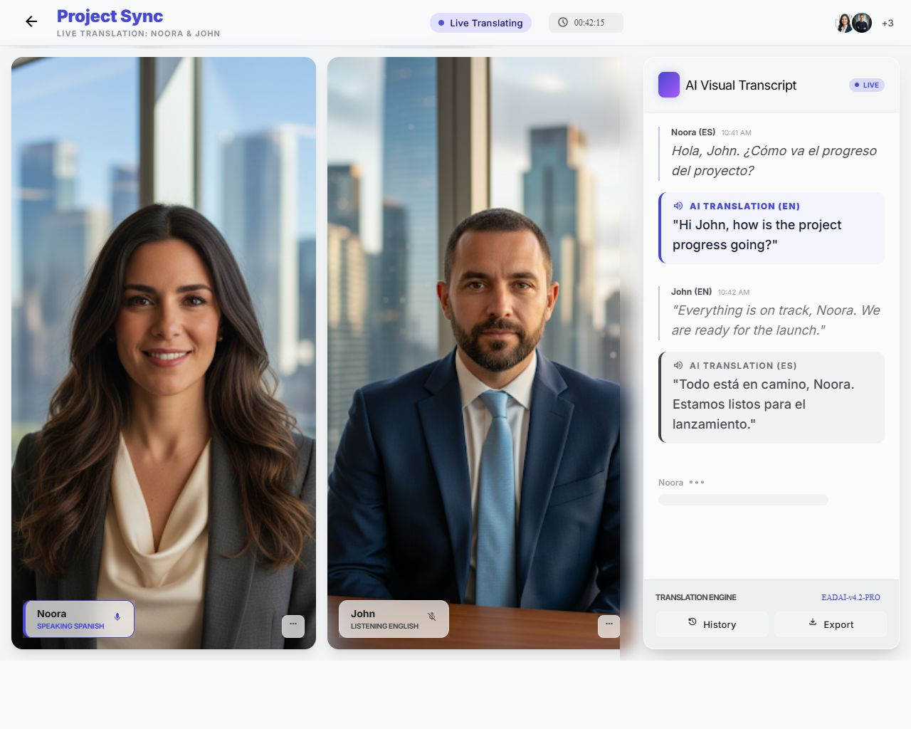 Live Multilingual Video Communication Platform ai aitools dashboard enterprisesoftware enterpriseui figma glassmorphism landingpage modernui productdesign saas startup ui uxdesign videocall videoconference webdesign