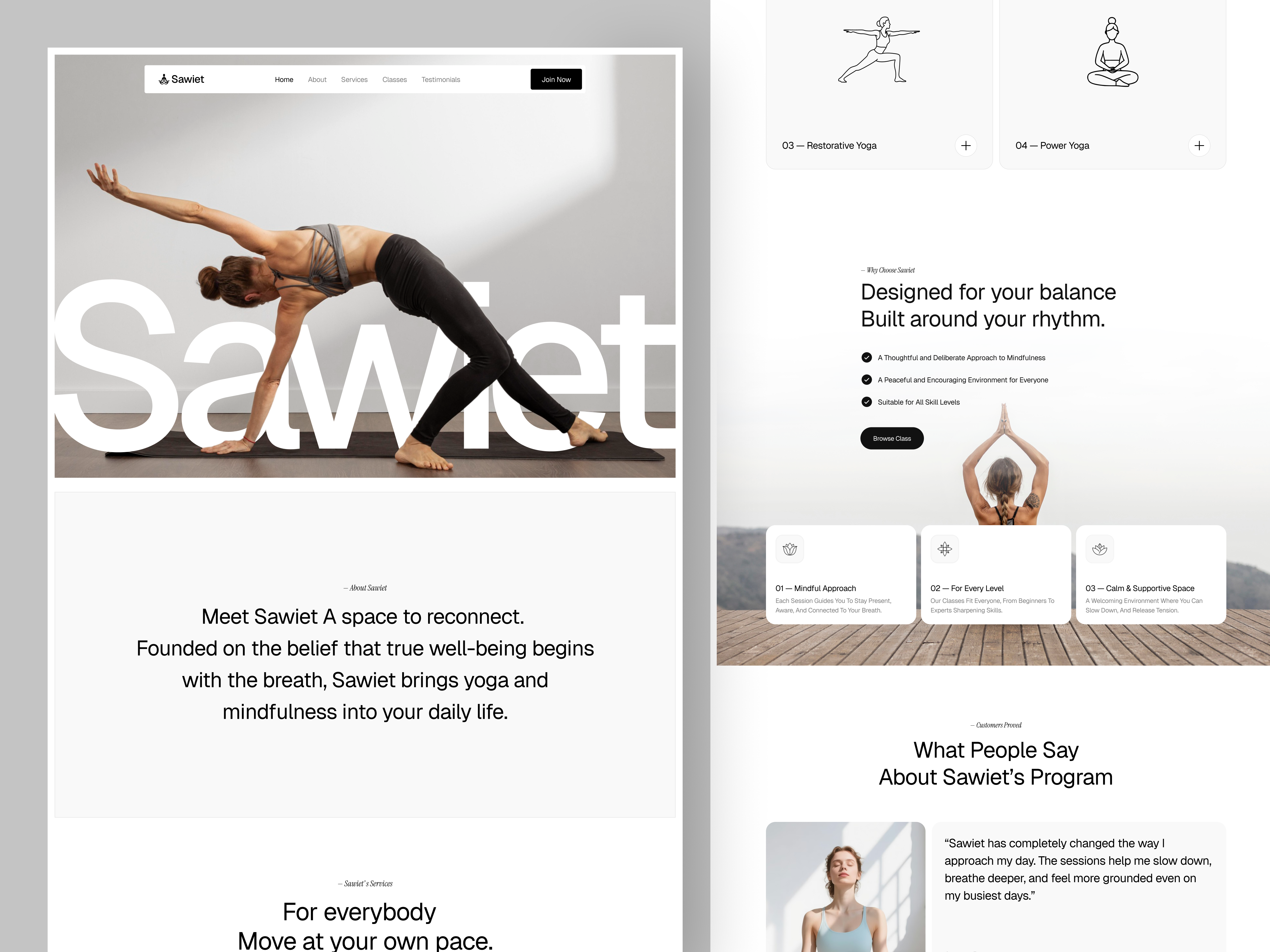 Example of Sawiet - Landing Page for Yoga Platform