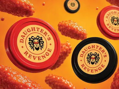 Packaging Design - Hot Sauce Lid Design bold branding brandmark character design female food graphic design illustration label design lettering logo logo design logos medusa packaging design pepper print snake woman