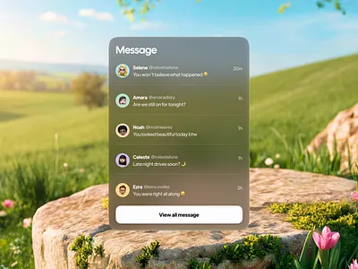 Message widget appdesign creativeui glassmorphism interactiondesign minimalui mobileui productdesign ui uidesign uiinspiration uiux visualdesign widgetdesign