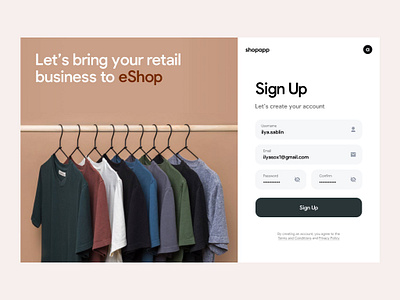 Shopapp - Onboarding app design business clean dashboard create an account dashboard design email address eshop forget password get started log in log out minimal ui password register retail sign in sign up user web app web design