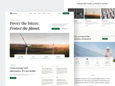 Renewable Energy Landing Page clean composition eco energy fireart graphic design green landing layout modern ui ux web wind