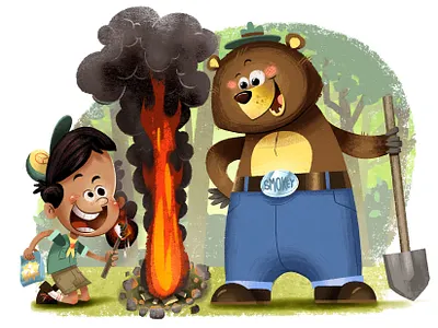 Only You bear campfire camping childrensbookillustration drybrush illustration picturebookart retroart smokeythebear traditional