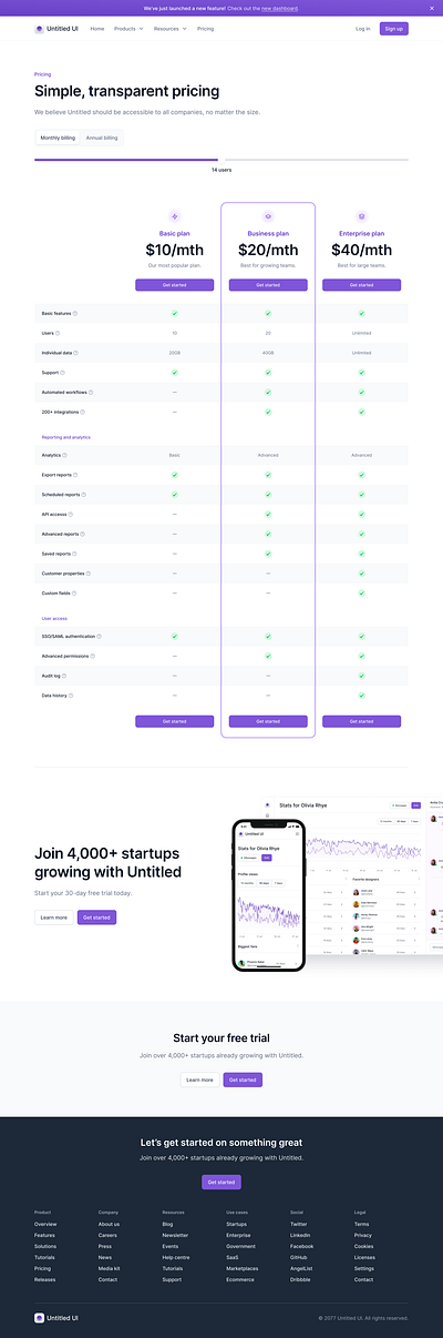 Compare Pricing Page UI 3d animation app branding dashbaord design graphic design illustration logo ui