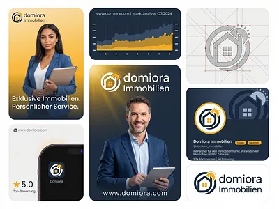 Domiora Immobilien Brand Identity animation brand design brand identity branding company branding corporate branding creative logo design d letter d logo logo design logo maker logotype minimalist logo design personal branding real estate logo saas logo spa logo tech branding typography visual identity