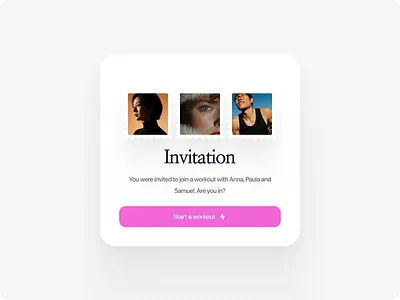 Workout Invitation Modal — Fitness App UI app component creative cta button design figma fitness app design group fitness ui health app design invitation modal mobile app ui mobile fitness mobile ui design modal design social workout stamp ui card design ui ux design workout app