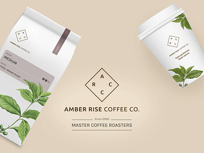 Amber Rise Coffee Brand and Packaging branding coffee illustration logo packaging presentation