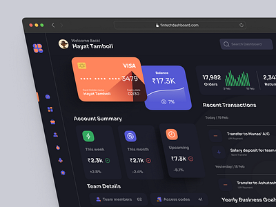 Financial Dashboard - dark mode build dark dashboard design design drug fintech inspiration minimal ui