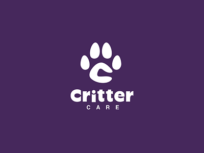 Critter Care branding care critter design graphic design logo logomark negative space paw pet professional symbol