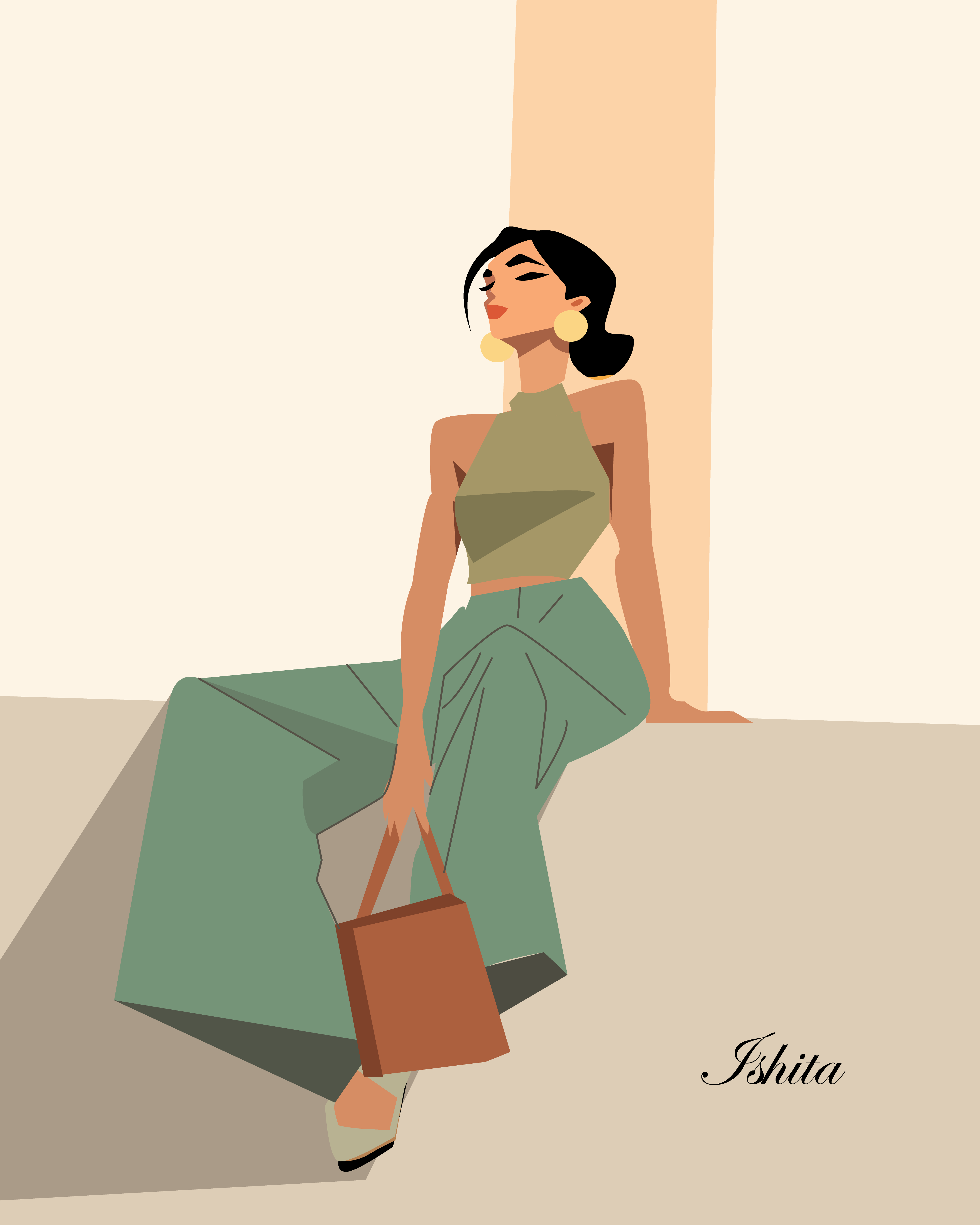 Woman sitting design graphic design illustration minimalist vector