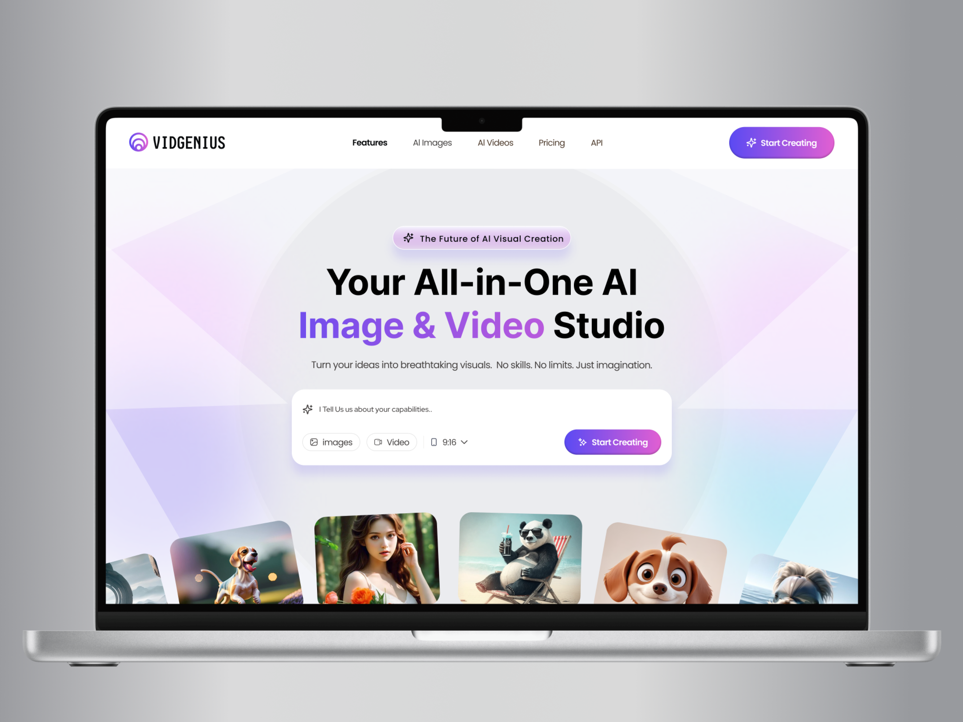 AI Content Creation Platform Web Design