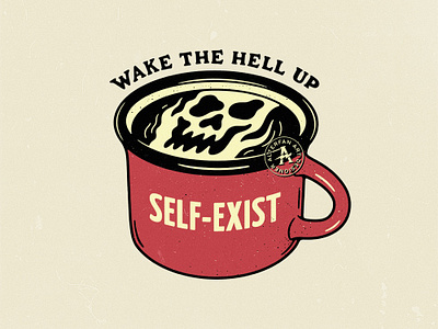 SELF-EXIST alterfan artist coffee coverart cup design illustration logo mug reaper skeleton skull vector