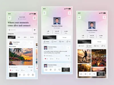 Social Networking Mobile App android app app design chat app clean ui community app figma ios app messaging app mobile app mobile interface mobile ui modern ui networking app social app ui social media app social networking ui design ui inspiration user experience ux design