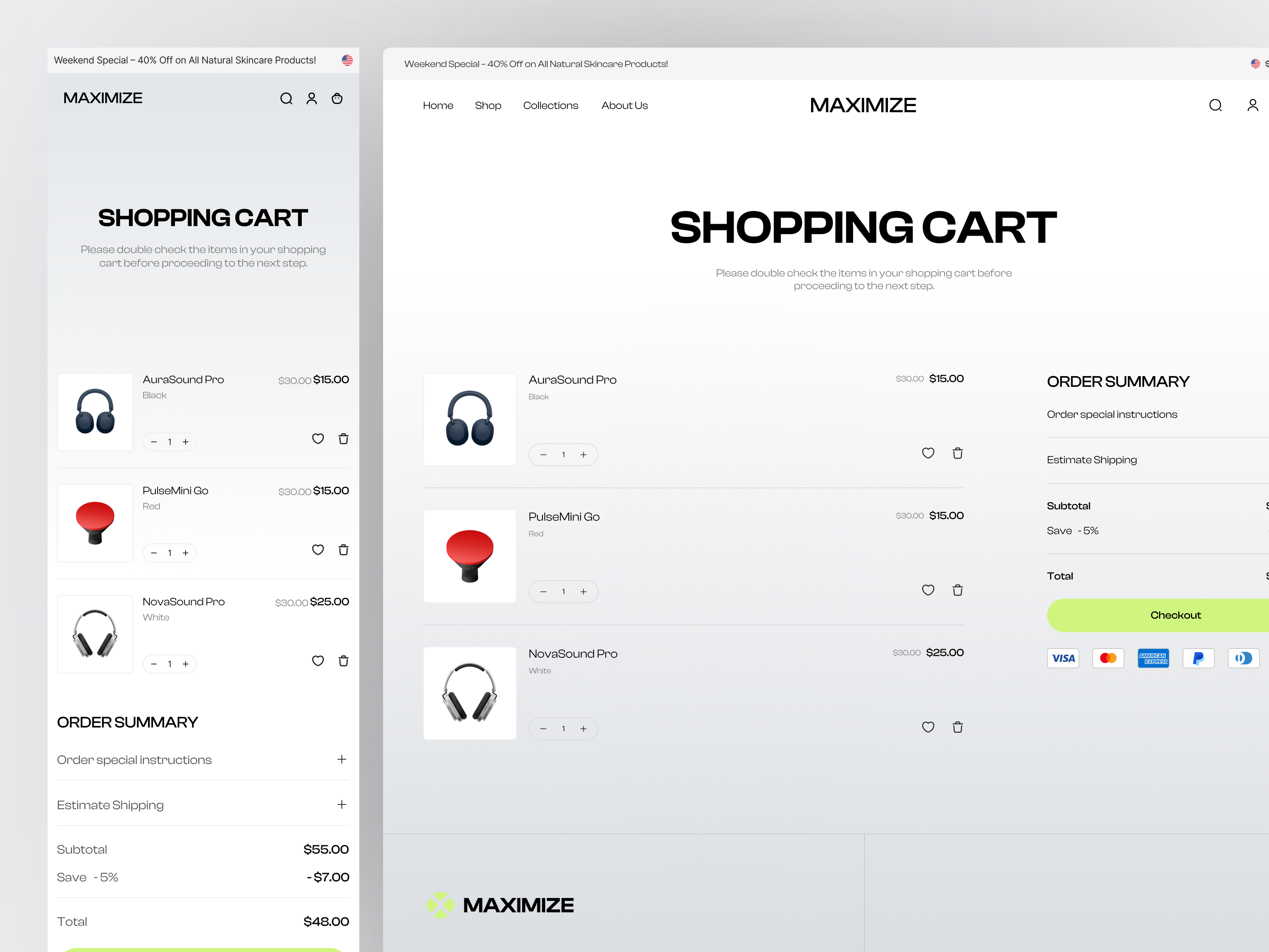 Maximize - Digital Marketplace Shopping Cart Page