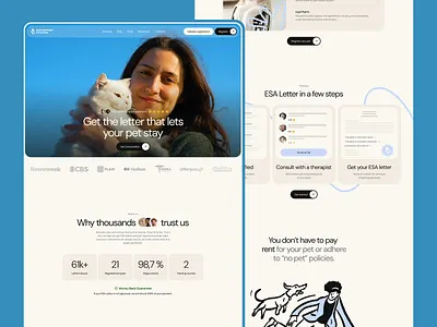 Animal Support Network | ESA Letter Landing Page Design conversion design emotional support animal esa letter figma landing page legal tech modern website pet care product design service animal trust design ui ux web design website design