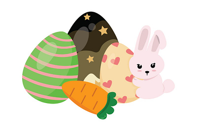 Cute Bunny Easter adobe illustrator bunny carrot colorful cute design easter egg graphic design illustration