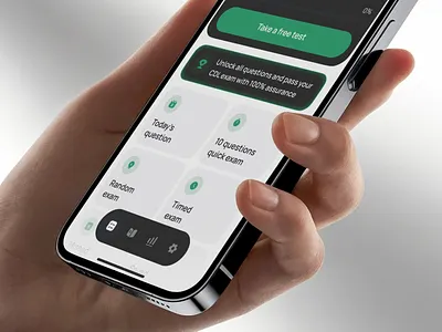 Test App UI app assessment cardui clear design design elearning exam green homescreen ios iphone menu mobile mobile app mobile design quiz test testapp ui ux
