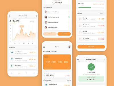 Payment & Finance Mobile App UI Kit app banking chart design finance fintech money payment transfer ui ui design ui kit ux