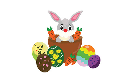 Cute Easter Bunny Basket adobe illustrator bunny carrot colorful cute design easter egg eggs graphic design rabbit