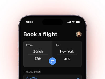 Flight Booking App app application booking clean concept daily ui dailyui dark dark mode design flight home home screen interface minimal mobile ui ui design uidesign user interface