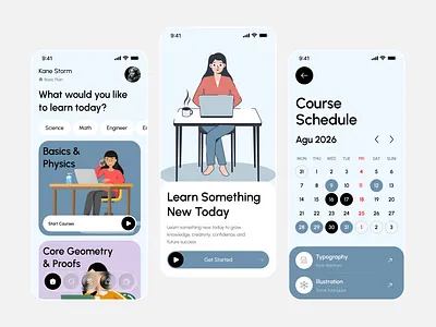 Online Education Mobile App UI app education education app elearning app learning app online courses online learning student app web