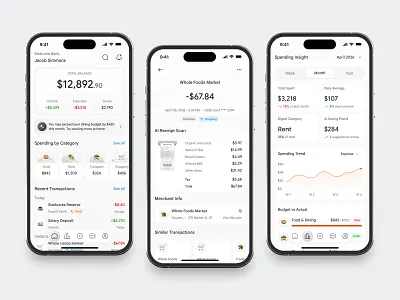 Expense Tracker Mobile App app bill chart check clean design expense fireart list money pament tracking transactions ui ux