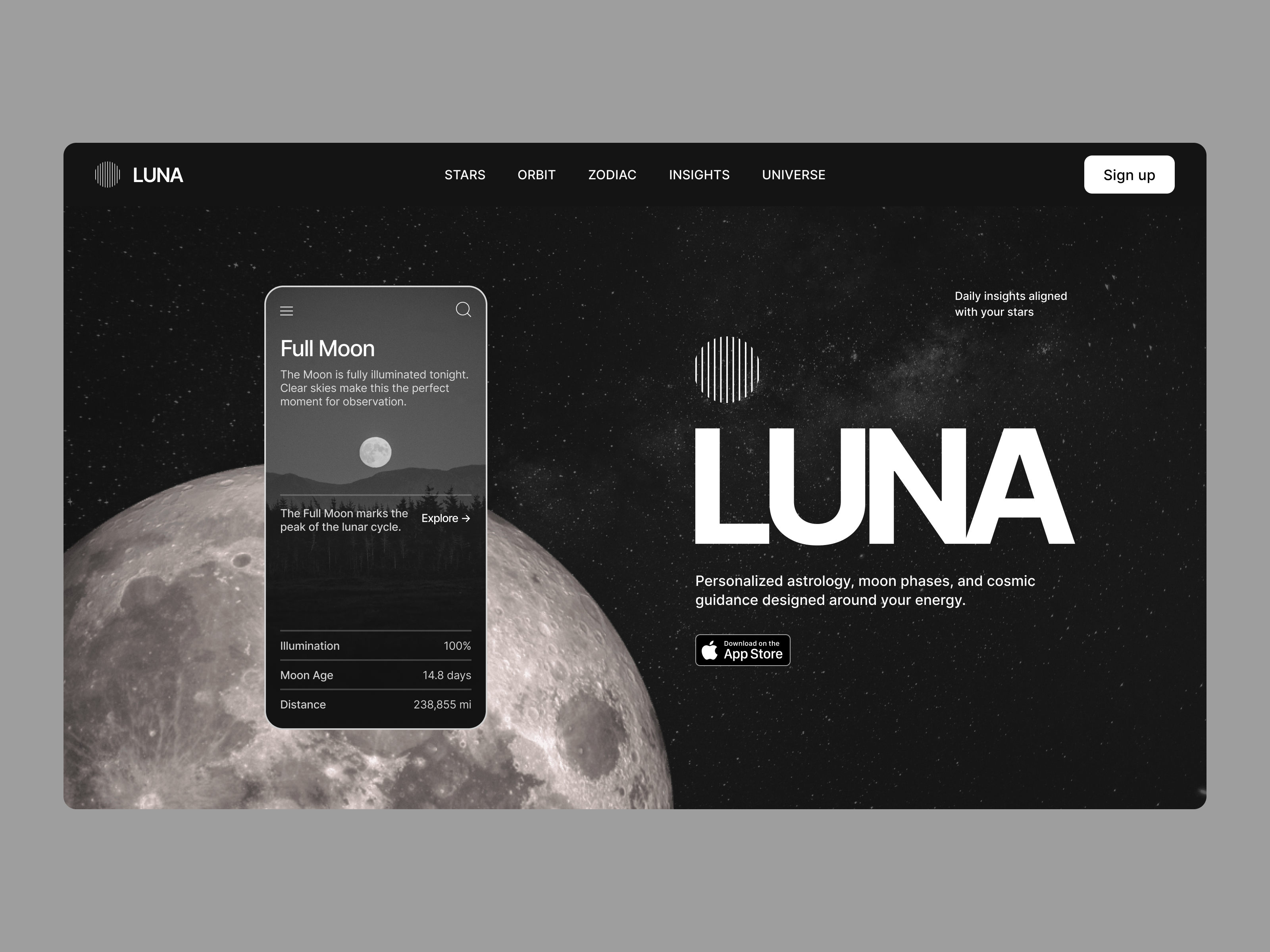Astrology & Moon Phase Website UI Design astrology clean dark futuristic landing lunar modern moon ui ux website