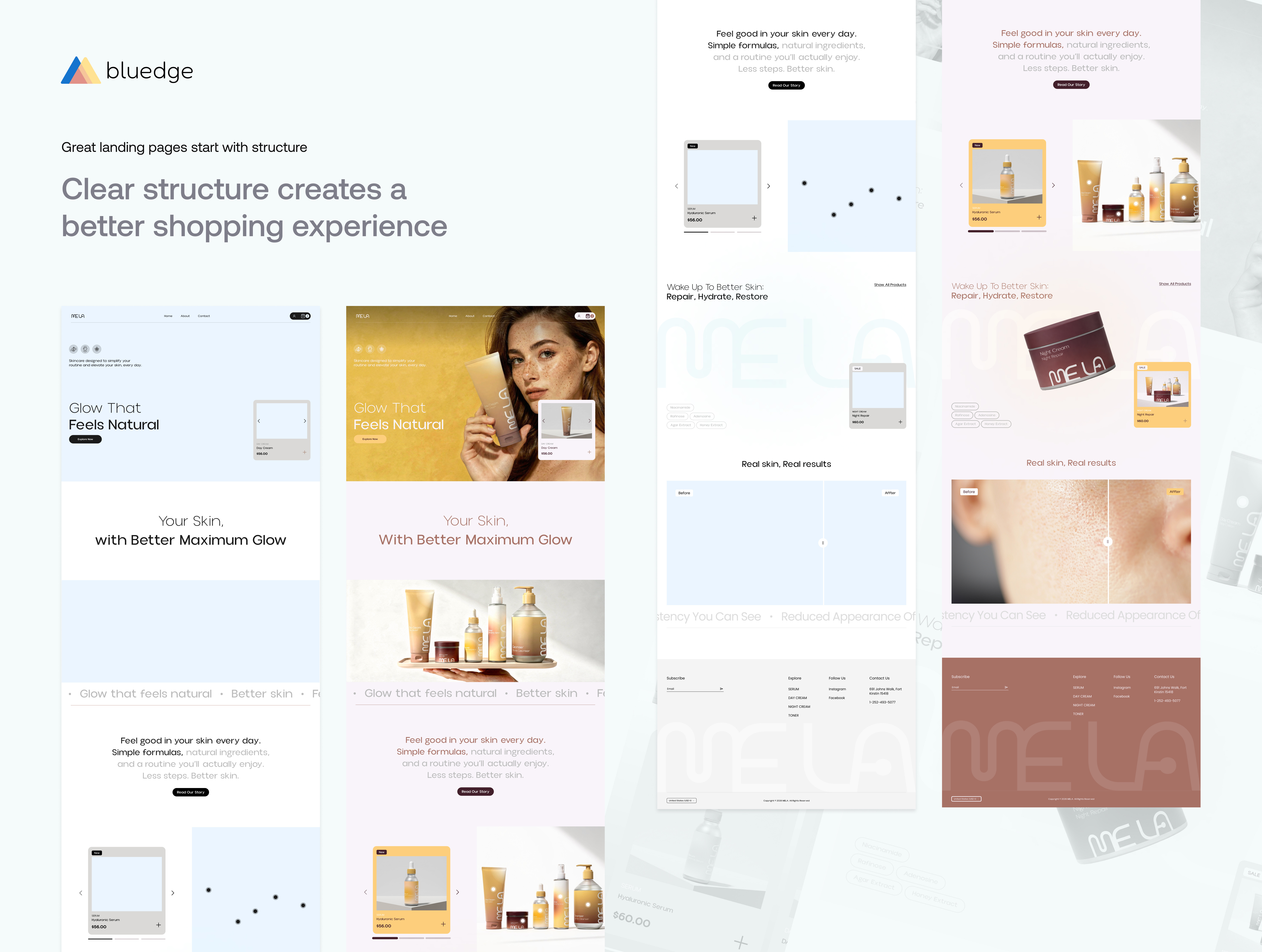 Skincare Landing Page UX homepage pdp skincare wireframe