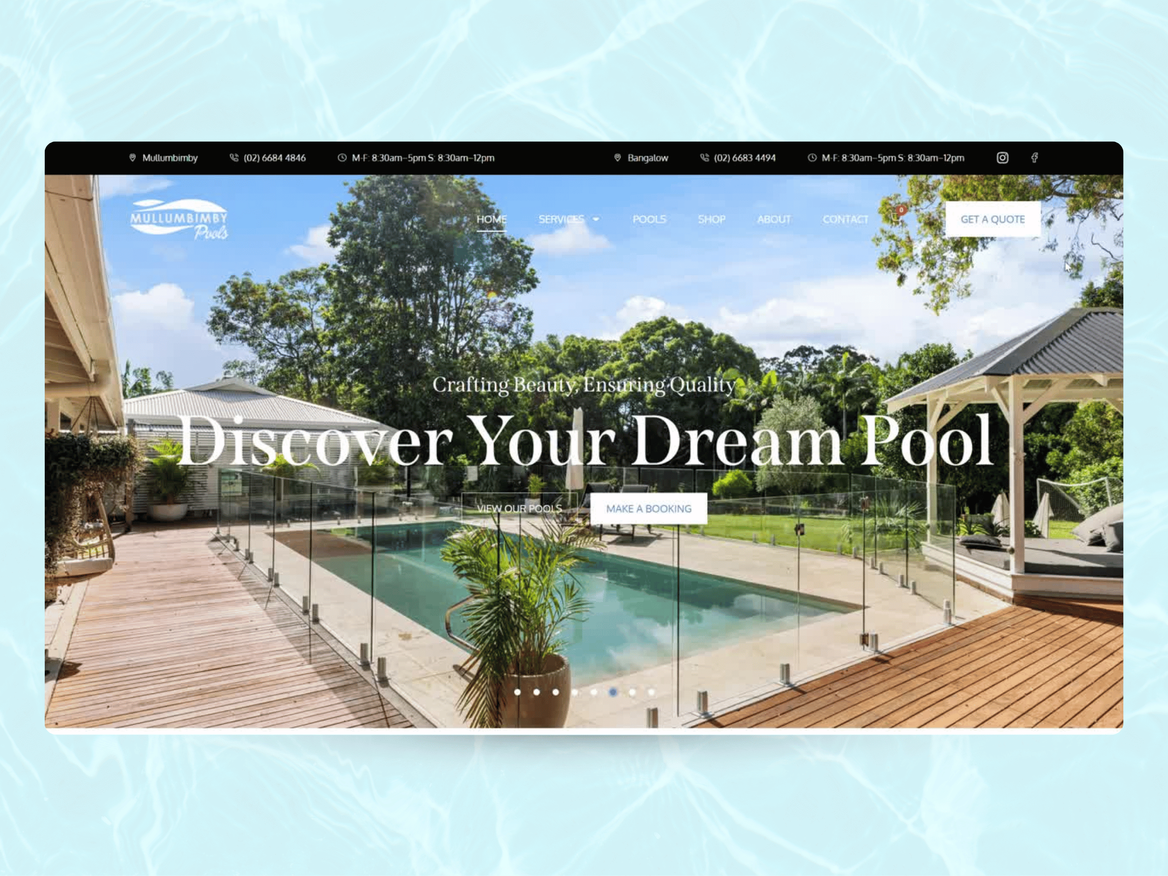 Mullumbimby Pools New Website Design branding design keyeicon landing page minimal portfolio ui ui design ui elements ui ux user experience ux web web design website