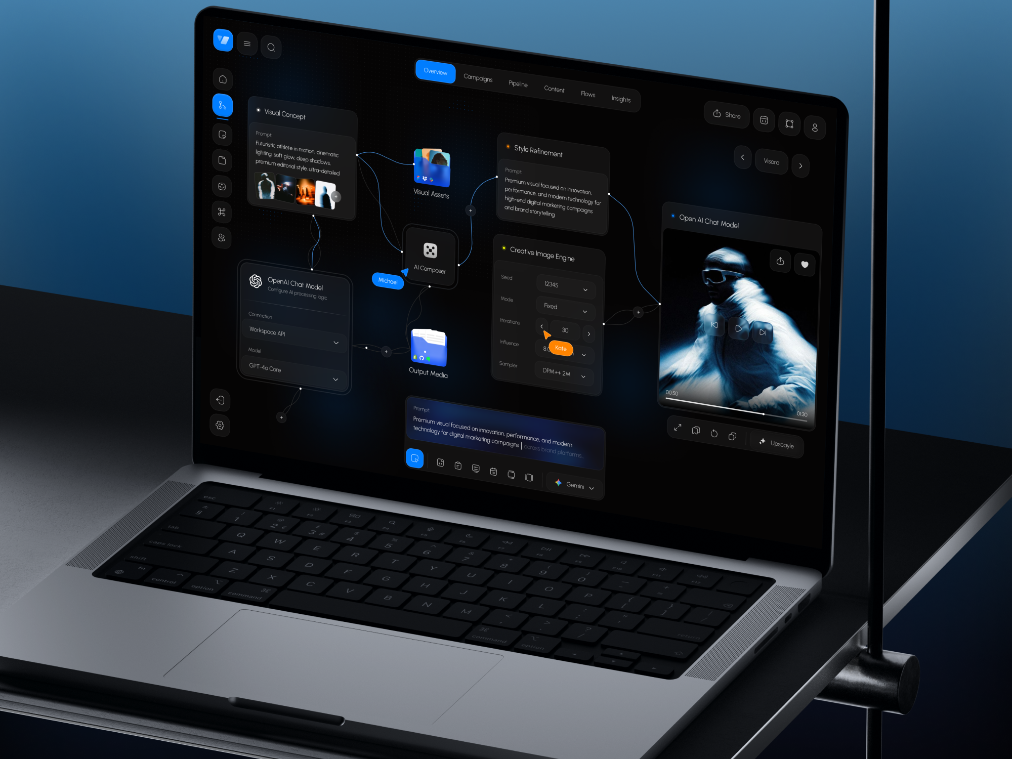 Fluxa | Desktop AI Creative Workflow & Node Architecture ai image generator app ai saas uiux b2b saas product cloud computing dashboard collaborative canvas ui creative automation dashboard digital media dashboard generative ai studio low code platform ui node workflow design software development ui visual scripting ui workflow automation platform