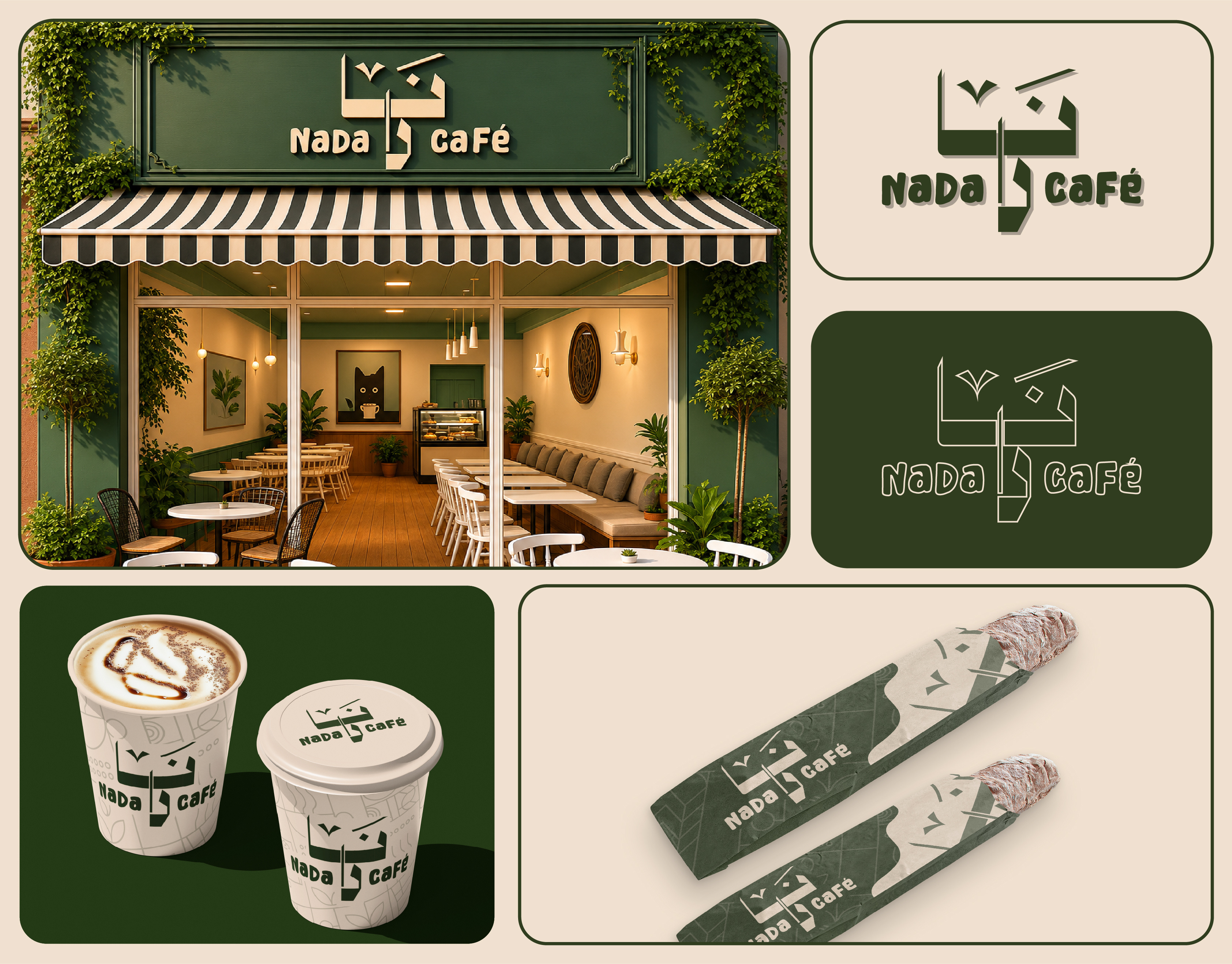 Nada Café Logo visual brand identity design 3d animation arabic café branding branding project brands logo café design graphic design illustration logo logo design modern logo motion graphics packaging design signage storefront typography ux vector visual brand identity
