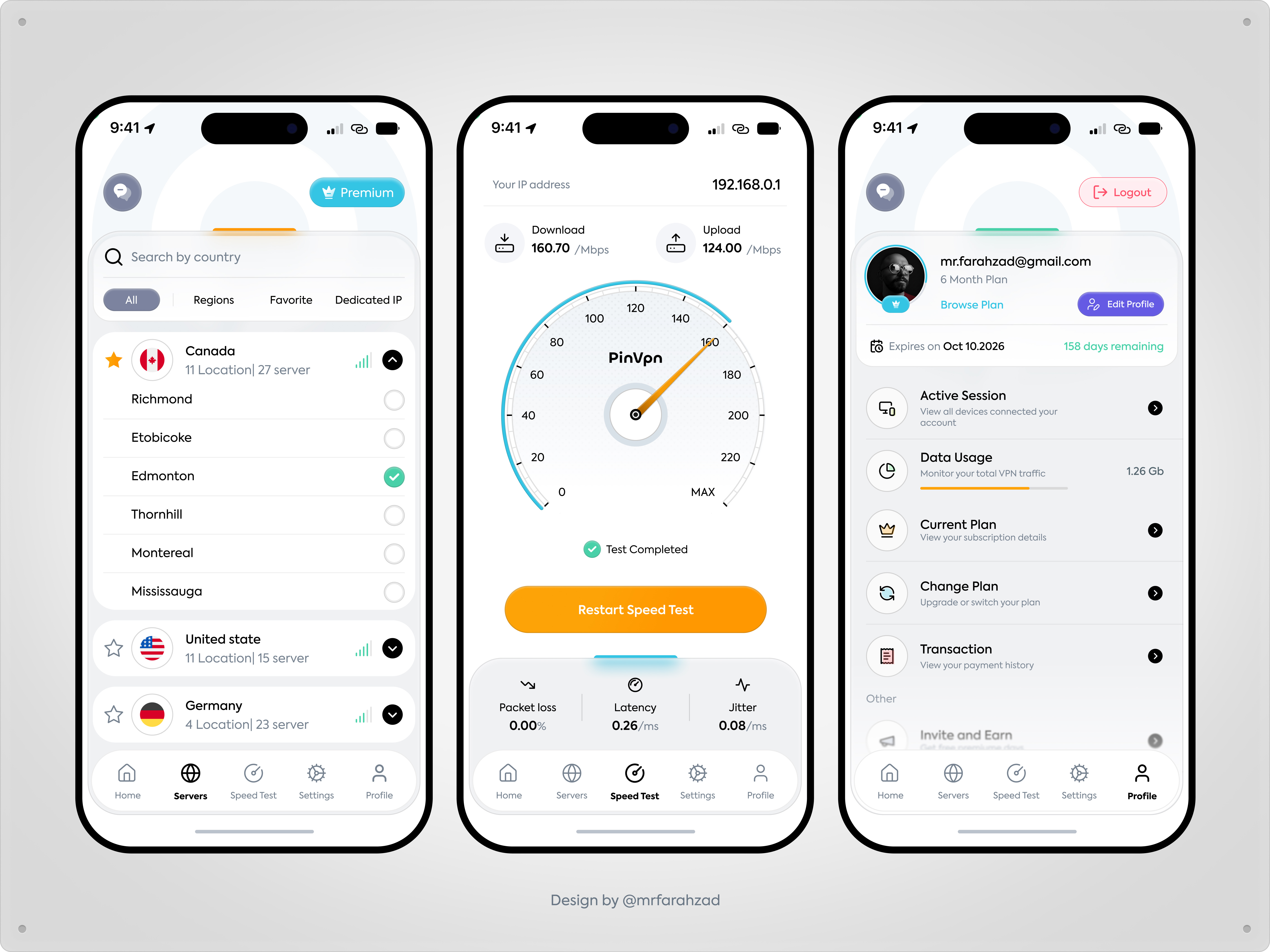 📍 PinVpn - Modern VPN Mobile App UI Design