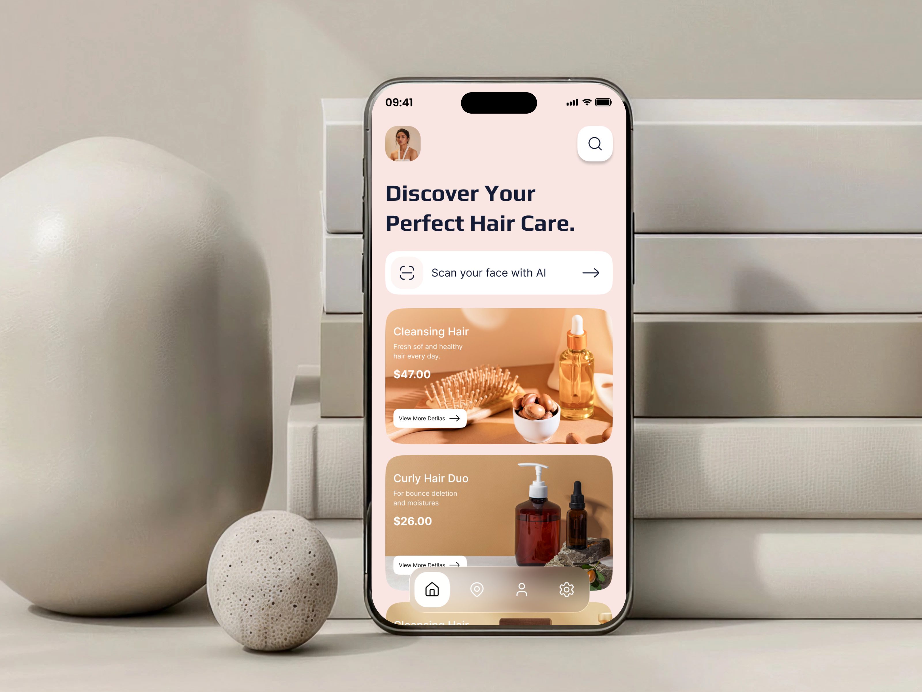 Hair Care Mobile App UI ai ai app app design app ui beauty app beauty products cosmetics product e commerce app face care hair care app design hear care mobile app mobile app design online store product design shop skincare skincare app ui design wellness app