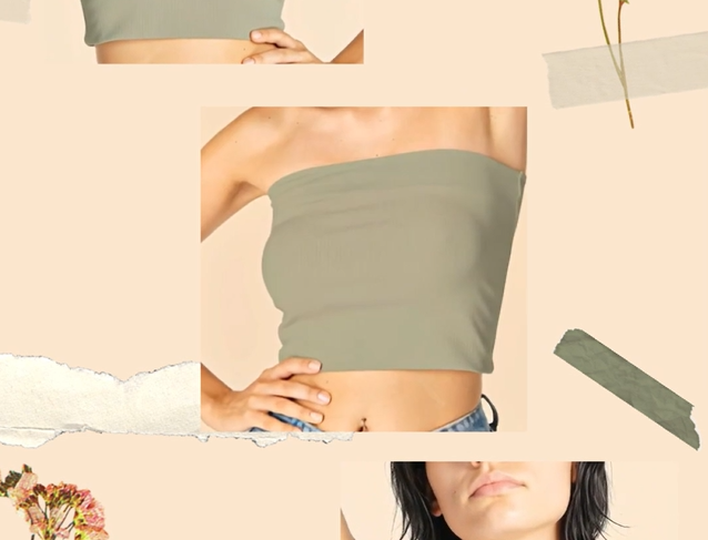 GRWM | Artichoke Green Tube Top art artichoke artwork bandeau branding clothing crop top design graphic design illustrator marketing media pastel photoshop reel shopping small business social media top women